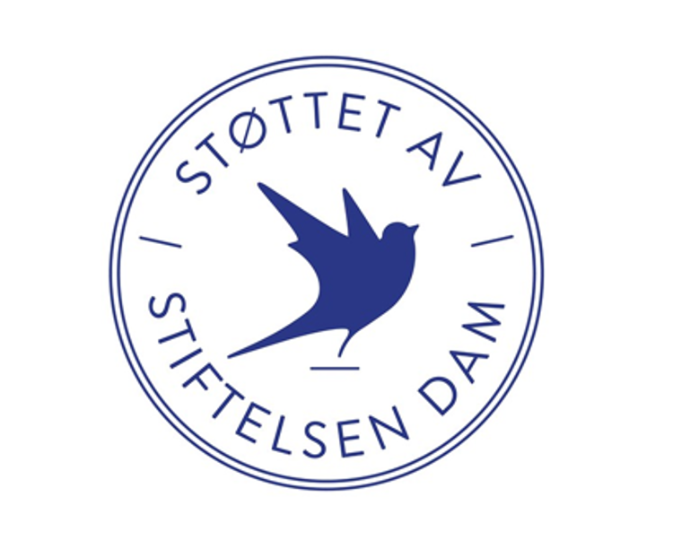 blå due, logo Stiftelsen Dam