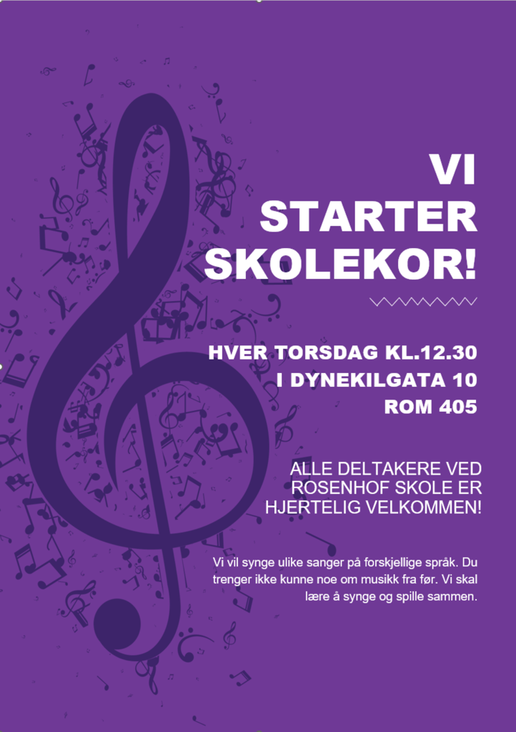 Foto: Oslo VO Rosenhof Flyer om oppstart av skolekor
